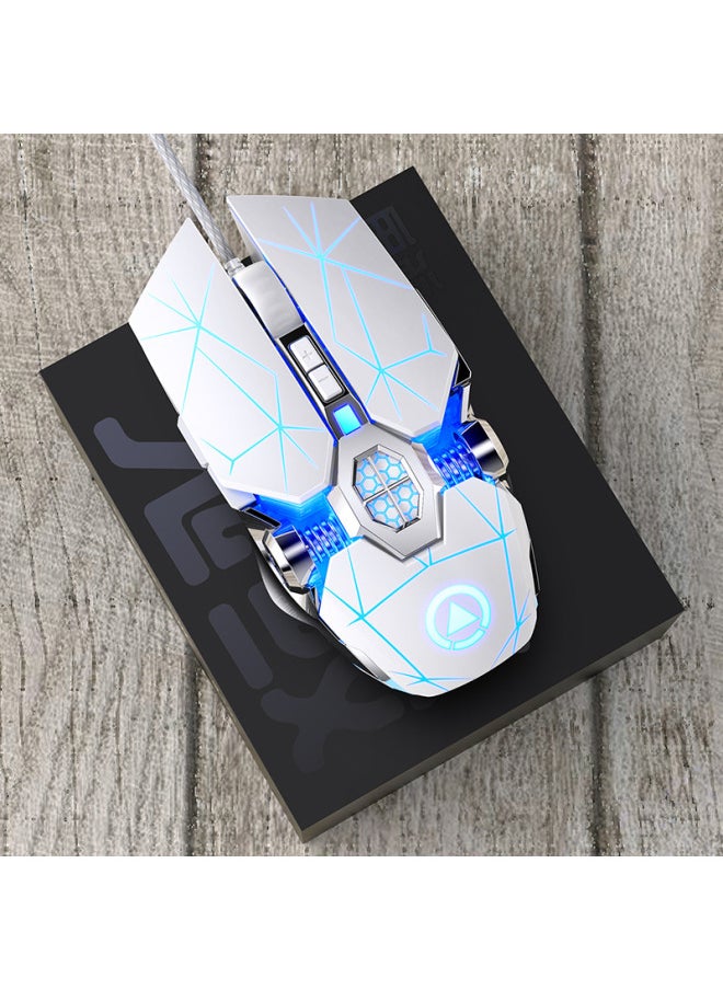 Generic - Silver Carving Ghost Shark Electric Competition Mechanical Mouse Wired Mute Game Usb Computer Private Model Generation Wholesale-Color:Matte Black (7-key Water-cooled Light Effect) Custom Macro-audio Version - Image 1