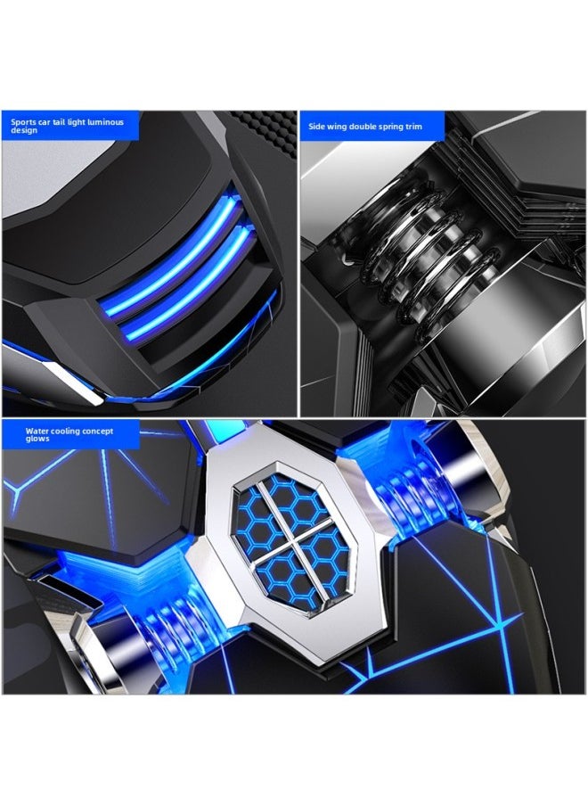 Generic - Silver Carving Ghost Shark Electric Competition Mechanical Mouse Wired Mute Game Usb Computer Private Model Generation Wholesale-Color:Matte Black (7-key Water-cooled Light Effect) Custom Macro-audio Version - Image 1