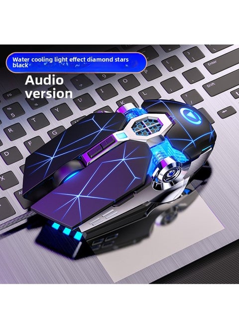 Silver Carving Ghost Shark Electric Competition Mechanical Mouse Wired Mute Game Usb Computer Private Model Generation Wholesale-Color:Matte Black (7-key Water-cooled Light Effect) Custom Macro-audio Version