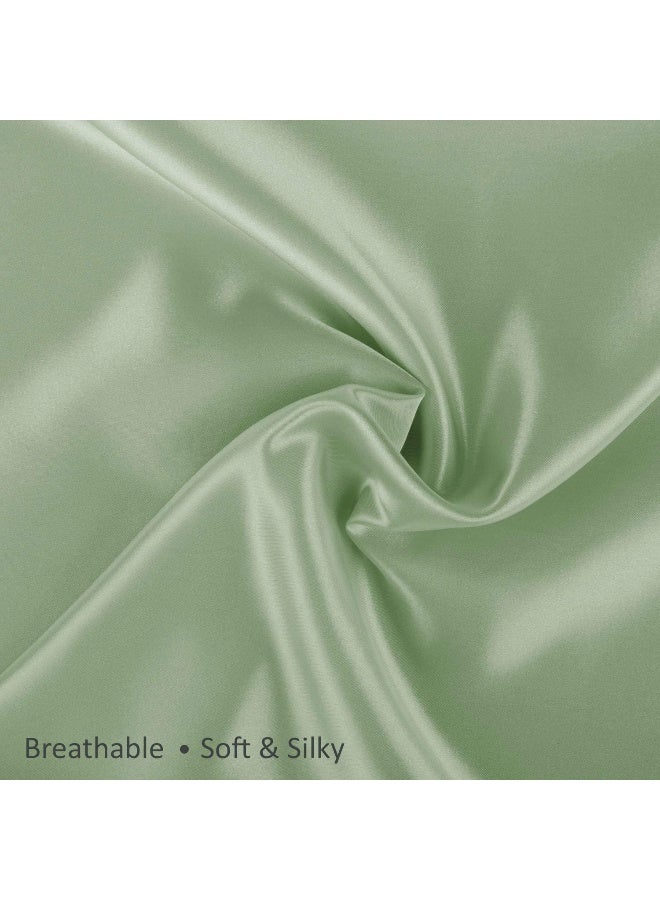 ShopBedding Satin Pillowcase with Zipper for Hair and Skin Care Feels Soft and Cool Like a Silk Pillowcase Satin Pillow Cases 2 Pack Slik Pillow Cover Sage Green  Queen Size  Set of 2 - Image 2