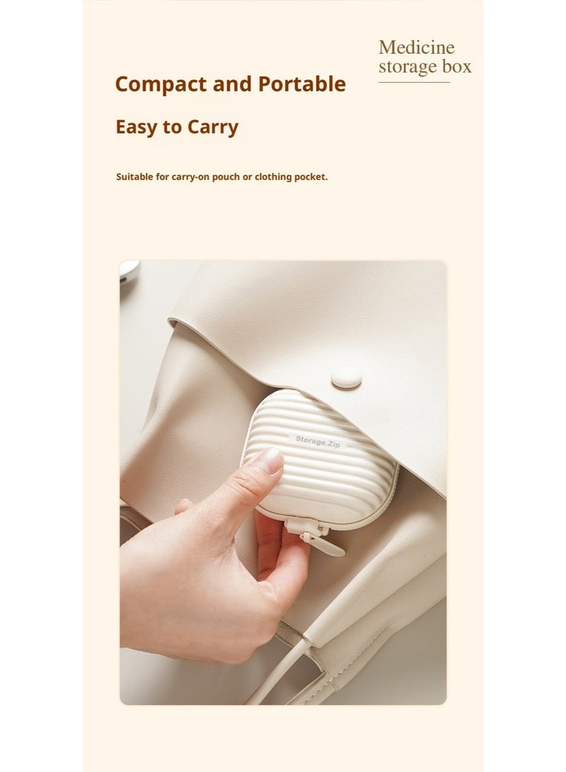 RAMADAN,Small Pill Case, Travel Pill Box, Portable Pill Organizer, Pill Container for Pocket 7 Compartments, Daily Compact Travel Medicine Holder for Pills, Vitamins & Fish Oil (White) - Image 3