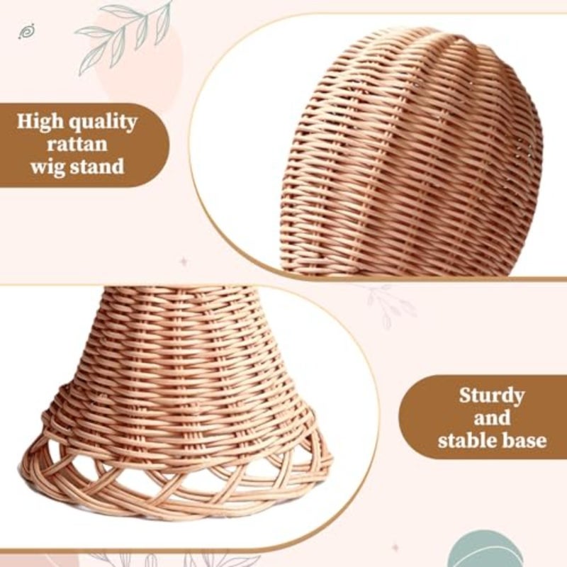 Hat Rack Hat Display Stand, Generic Mannequin Head Hat Display Stand Professional Tall Rattan Hat Rack Wig Stand, for Salon Barber Shop - Image 3