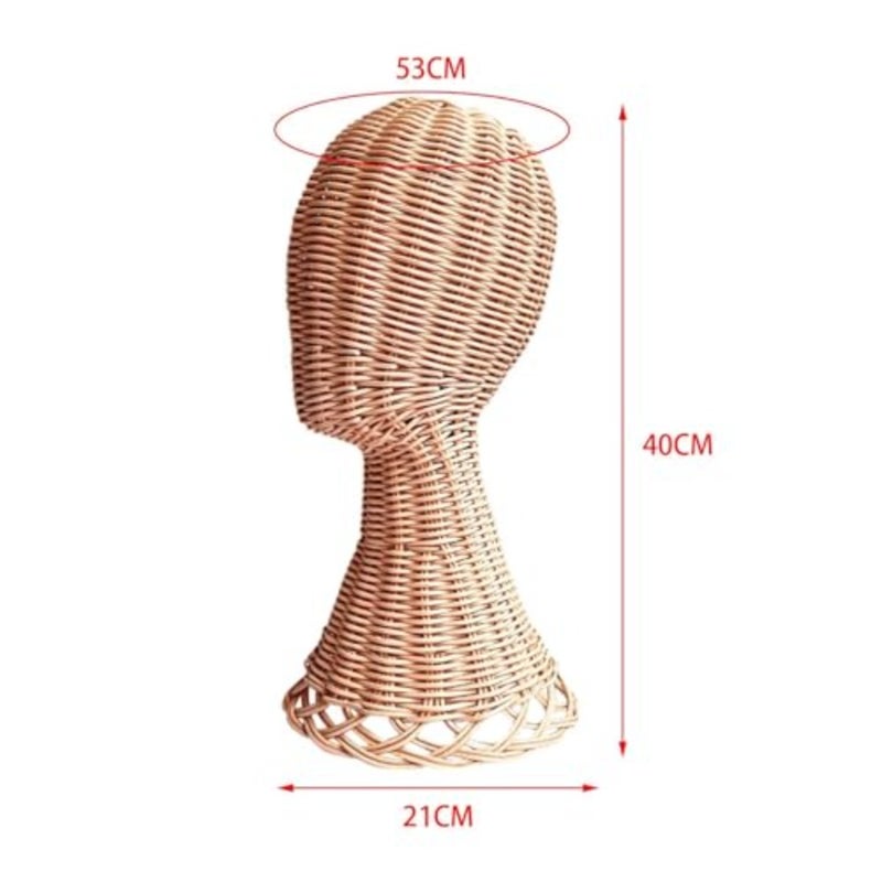 Hat Rack Hat Display Stand, Generic Mannequin Head Hat Display Stand Professional Tall Rattan Hat Rack Wig Stand, for Salon Barber Shop - Image 4