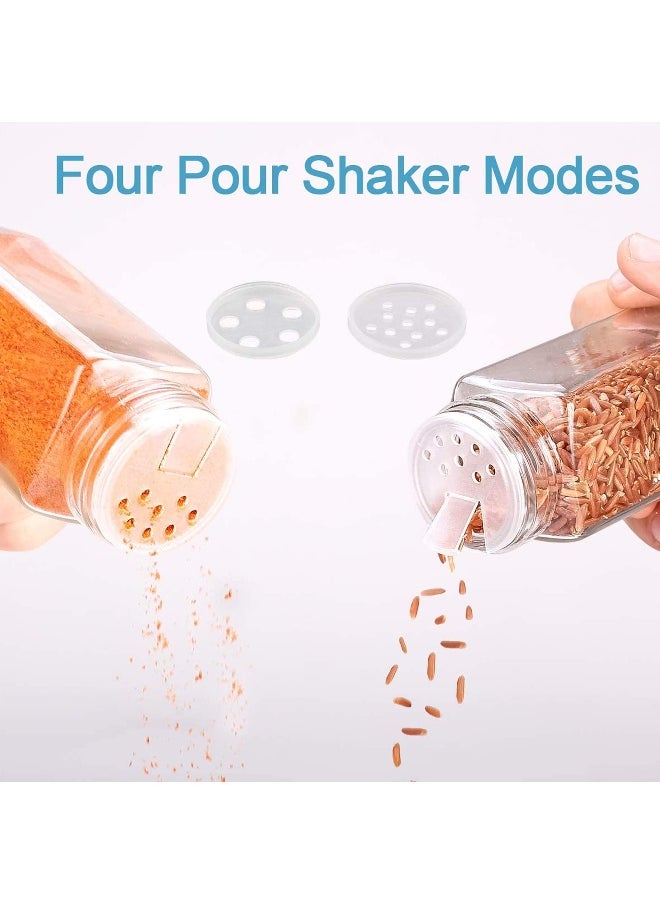 sulfar 14 Glass Spice Jars with w/2 Types of Spice Labels.4oz Empty Square Spice Bottles,Three kinds of Shaker Lids and Airtight Metal Caps-White Paint Pen and Silicone Collapsible Funnel Included (Transparent)  - Image 4