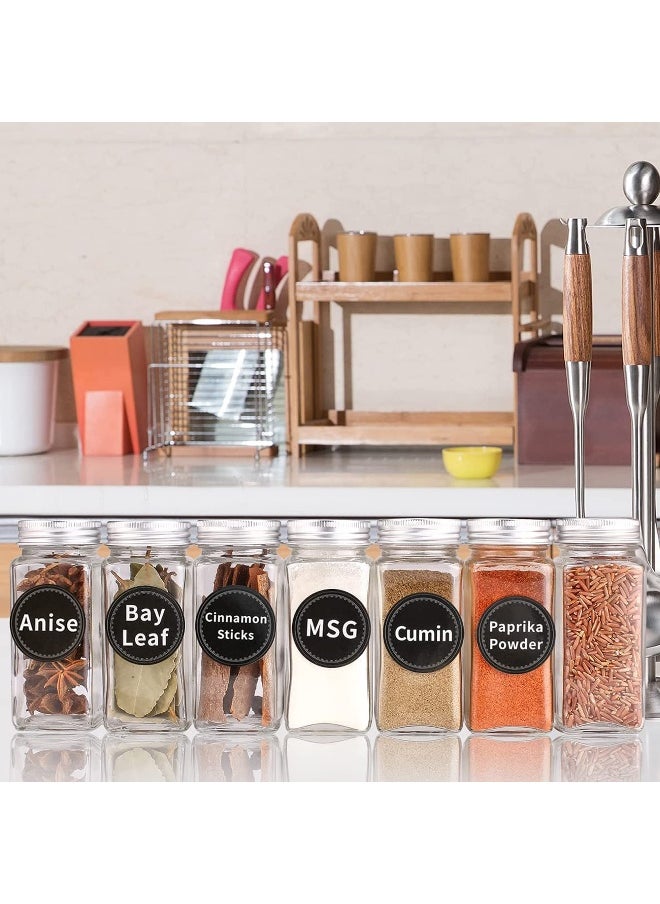 sulfar 14 Glass Spice Jars with w/2 Types of Spice Labels.4oz Empty Square Spice Bottles,Three kinds of Shaker Lids and Airtight Metal Caps-White Paint Pen and Silicone Collapsible Funnel Included (Transparent)  - Image 5