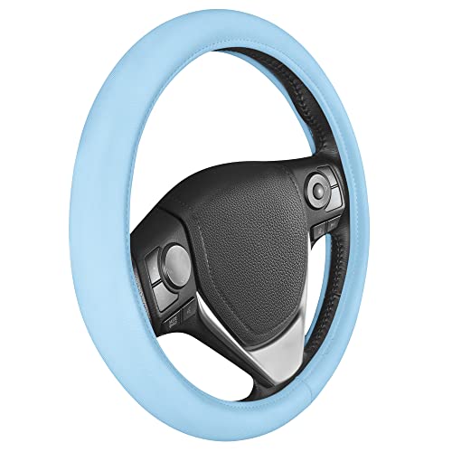 BDK Ultra Soft Blue Steering Wheel Cover Unisex Car Accessories NonSlip Comfy Soft Grip Faux Leather Auto Steering Wheel Cover for Cars Trucks Vans SUVs  Fits Standard 15 Inch Steering Wheels