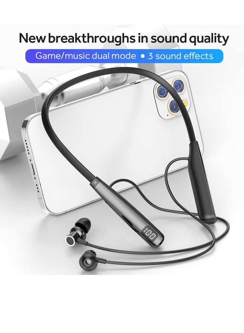 SYOSI Wireless Headphones Neckband Bluetooth 5.3 with LED Power Display Waterproof Hi-Fi Stereo Earbuds for Sports Gym Running - Image 3