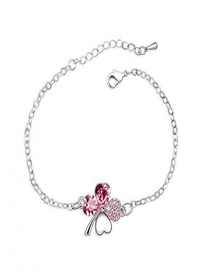 Shining Diva Valentine Gift By Shining Diva Crystal Bracelet for Women and Girls (Pink) (vg7405b) - Image 1