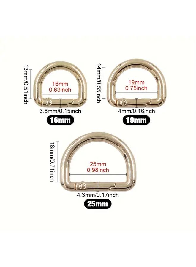 6pcs Golden 16mm D Shaped Spring Rings Clasps Hardware Accessories - Image 2