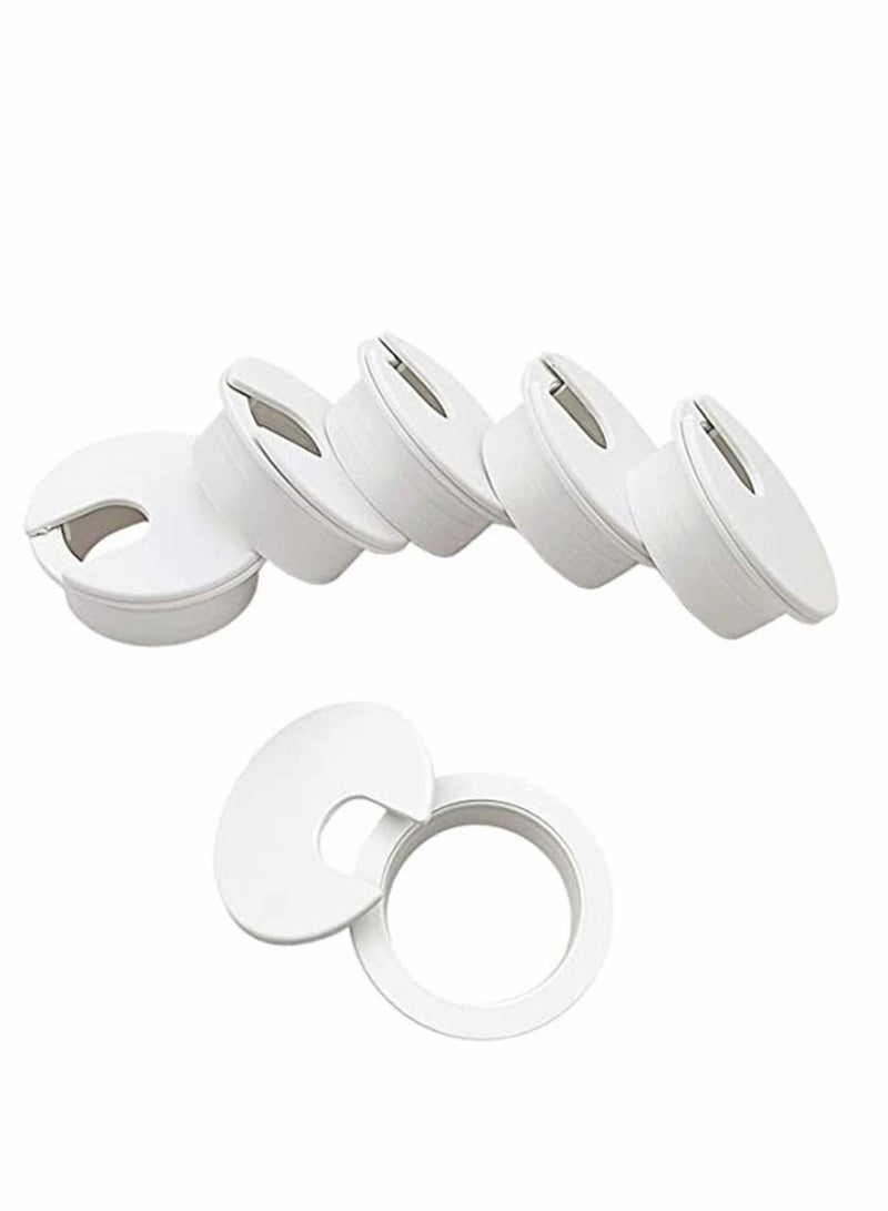 6pcs Desk Grommet 1-3/8 inch Table Plastic Wire Cord Cable Grommets Hole Cover, for Office and Home PC Desk Cable Cord Management Organizer (White) - Image 1