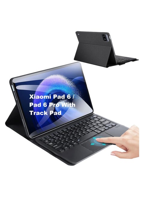 Keyboard case for Xiaomi Mi Pad 6 / Pad 6 Pro Ultra-thin PU leather Cover Detachable Bluetooth Keyboard with Arabic and English letter Touchpad and Pen Holder for Xiaomi Pad 6 / Pad 6 Pro