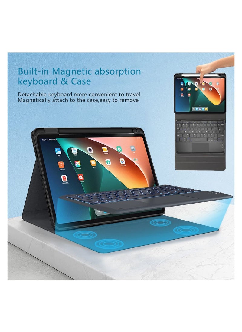Generic - Keyboard case for Xiaomi Mi Pad 6 / Pad 6 Pro Ultra-thin PU leather Cover Detachable Bluetooth Keyboard with Arabic and English letter Touchpad and Pen Holder for Xiaomi Pad 6 / Pad 6 Pro - Image 1