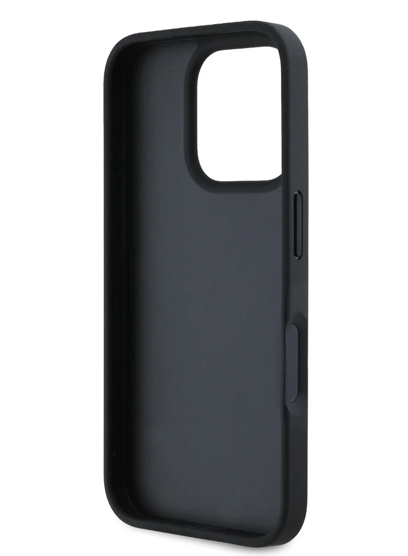 GUESS New 4G PU Leather Case with Triangle Logo for iPhone 16 Pro / Drop protection / Slim Profile / Lightweight / Comfortable Grip-Black