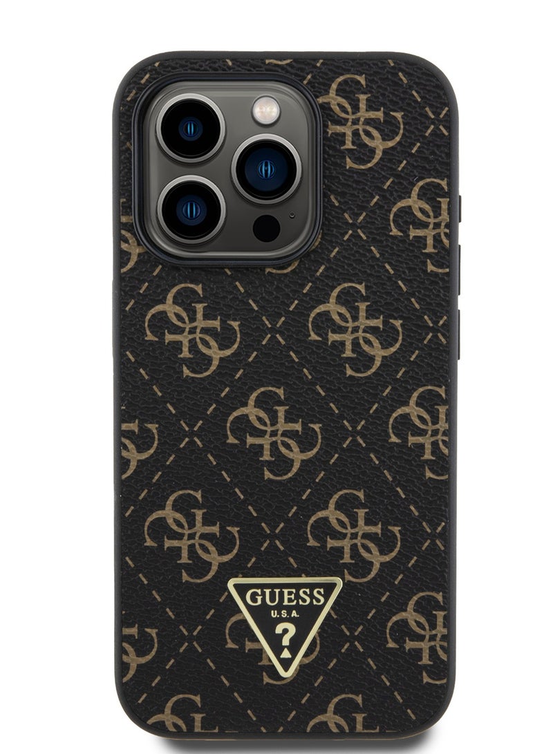 GUESS New 4G PU Leather Case with Triangle Logo for iPhone 16 Pro / Drop protection / Slim Profile / Lightweight / Comfortable Grip-Black - Image 3