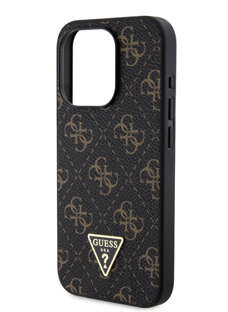 GUESS New 4G PU Leather Case with Triangle Logo for iPhone 16 Pro / Drop protection / Slim Profile / Lightweight / Comfortable Grip-Black - Image 4
