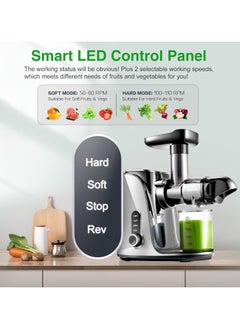 amzchef AMZCHEF Juicer Machines Slow Masticating Juicer Extractor Cold Press Juicer with Two Speed Modes LED display Easy to Clean Brush & Quiet Motor for Vegetables&Fruits  - Image 2