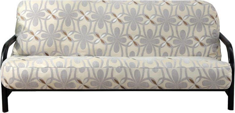 OctoRose Full Size 3 Side Zipper Heavy Duty Chenille Beige Grey Futon Cover Sofa DayBed Mattress Slipcover (Chenille-Grey, Full Size) - Image 1