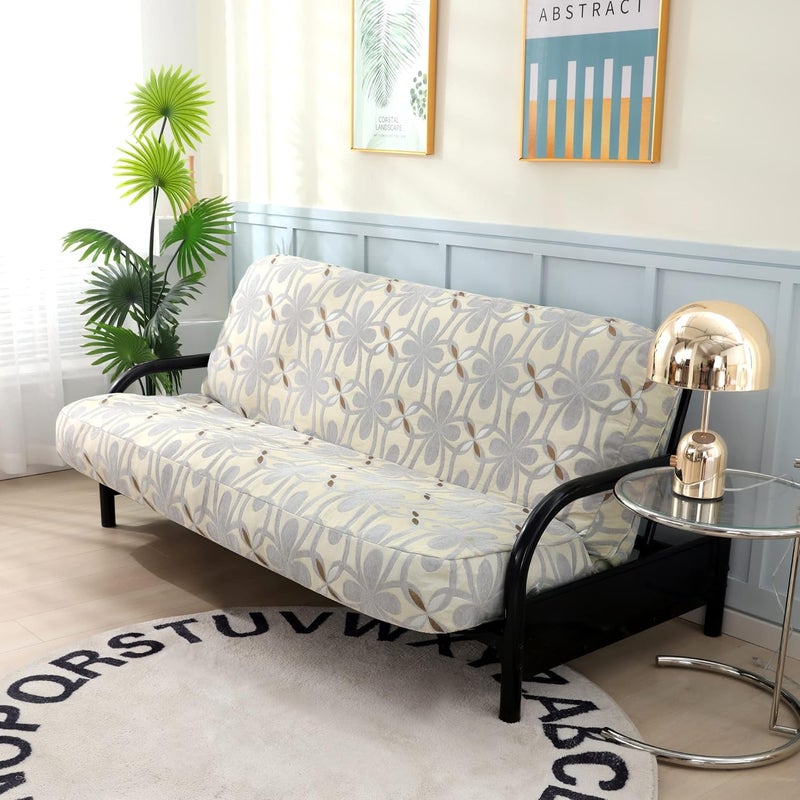 OctoRose Full Size 3 Side Zipper Heavy Duty Chenille Beige Grey Futon Cover Sofa DayBed Mattress Slipcover (Chenille-Grey, Full Size) - Image 2