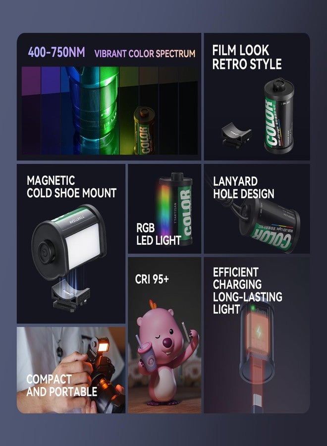 TTArtisan Full-Color RGB Ultra Mini Led Ligh for Camera Film Appearance Type-C Rechargeable Portable 1 Pack with Magnetic Mount CRI 95+ 300mAh for Photography Lighting - Image 2