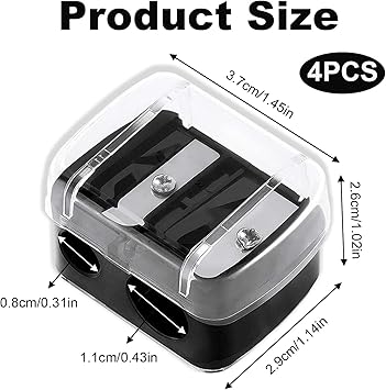 NVTEGR 4 Pcs Eyeliner Sharpener Lip Liner Sharpener 2 Holes Dual Eye Pencil Sharpener Eyebrow Pencil Sharpener for Eyebrow Pencil Eye Pencil Eye Liner Lip Line Brow Pencil - Image 2