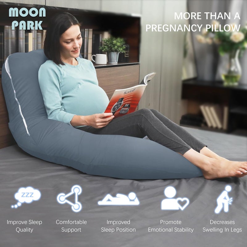 MOON PARK Pregnancy Pillows for Sleeping - U Shaped Full Body Maternity Pillow with Removable Cover - Support for Back, Legs, Belly, Hips - 57 Inch - Grey - Cooling Cover - Image 4