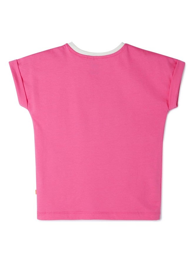 Milou Baby Girl's Regular Fit T-Shirt (GBASICTEE005_Pink - Image 2