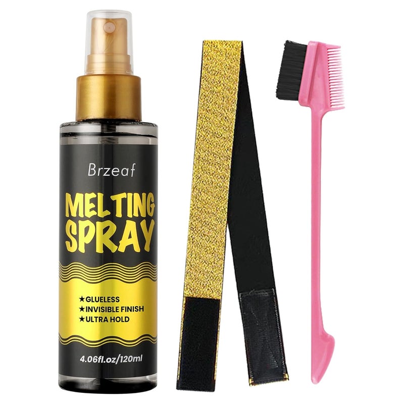 Brzeaf Lace Melting Spray And Wig Band120ml Extreme Hold Melting Spray For Lace Wigs Strong Natural Finishing Hold Dries Quickly Wig Melting Spray  Hair Adhesive for Wigs