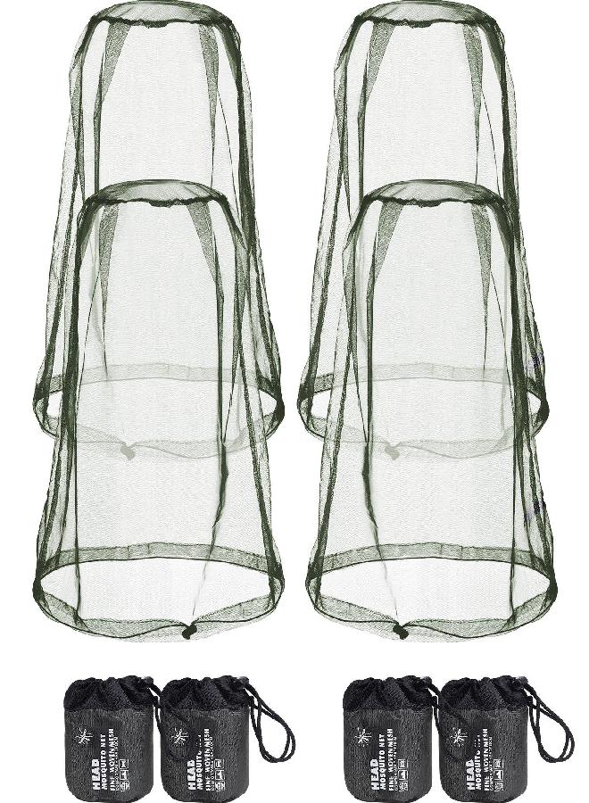 Hestya 4 Pack Mosquito Head Net Face Mesh Net Head Protecting Net for Outdoor Hiking Camping Climbing Walking Mosquito Fly Insects Bugs Preventin (Regular Size, Navy Green)  - Image 1
