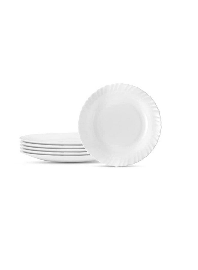 Saaikee Classique Dinner Plates for Dining Table to Serve Salads Fruits Snacks Multi Use Ceramic White Set of 6 (11 Inch) - Image 2