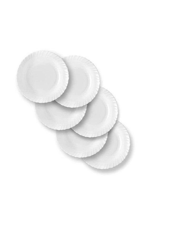Saaikee Classique Dinner Plates for Dining Table to Serve Salads Fruits Snacks Multi Use Ceramic White Set of 6 (11 Inch) - Image 1