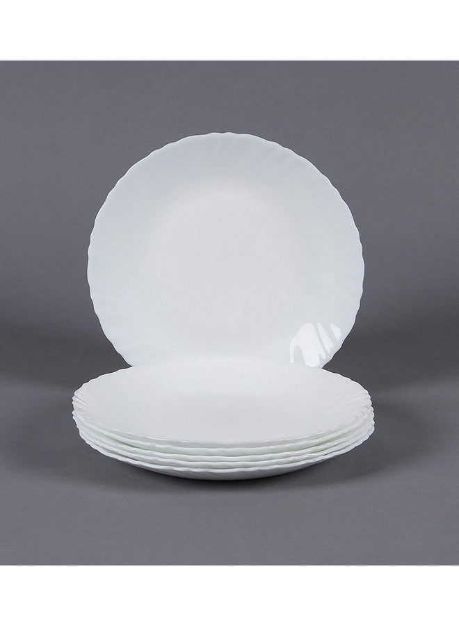 Saaikee Classique Dinner Plates for Dining Table to Serve Salads Fruits Snacks Multi Use Ceramic White Set of 6 (11 Inch) - Image 4