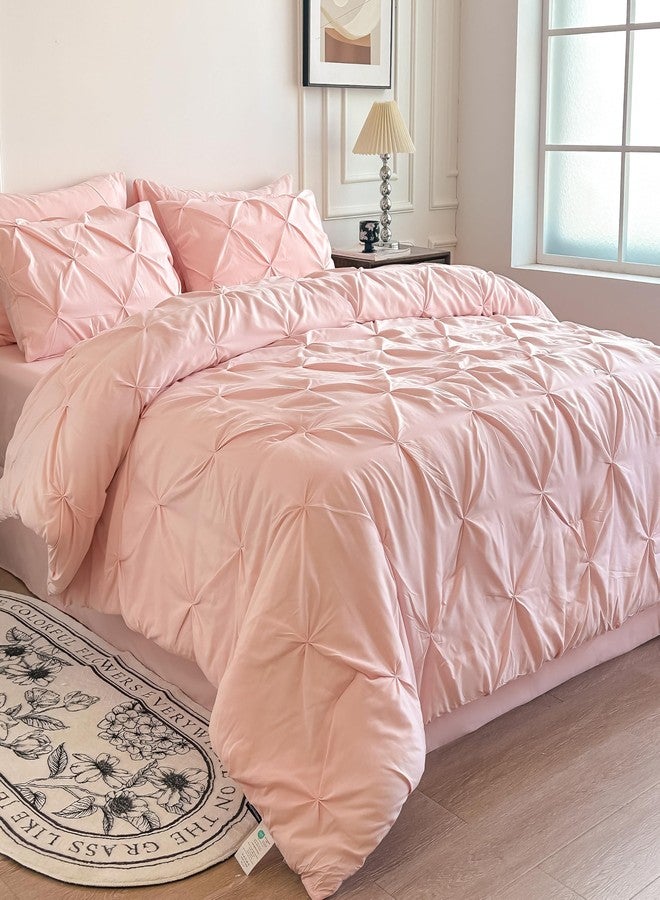 Maple&Stone Full Size Comforter Sets for Girls, 7 Pieces Bedding Sets Full, Pintuck Bed in a Bag Bed Set with Comforter, Sheets, Pillowcases & Shams - Pink - Image 3