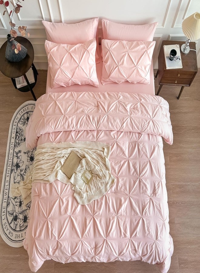 Maple&Stone Full Size Comforter Sets for Girls, 7 Pieces Bedding Sets Full, Pintuck Bed in a Bag Bed Set with Comforter, Sheets, Pillowcases & Shams - Pink - Image 2