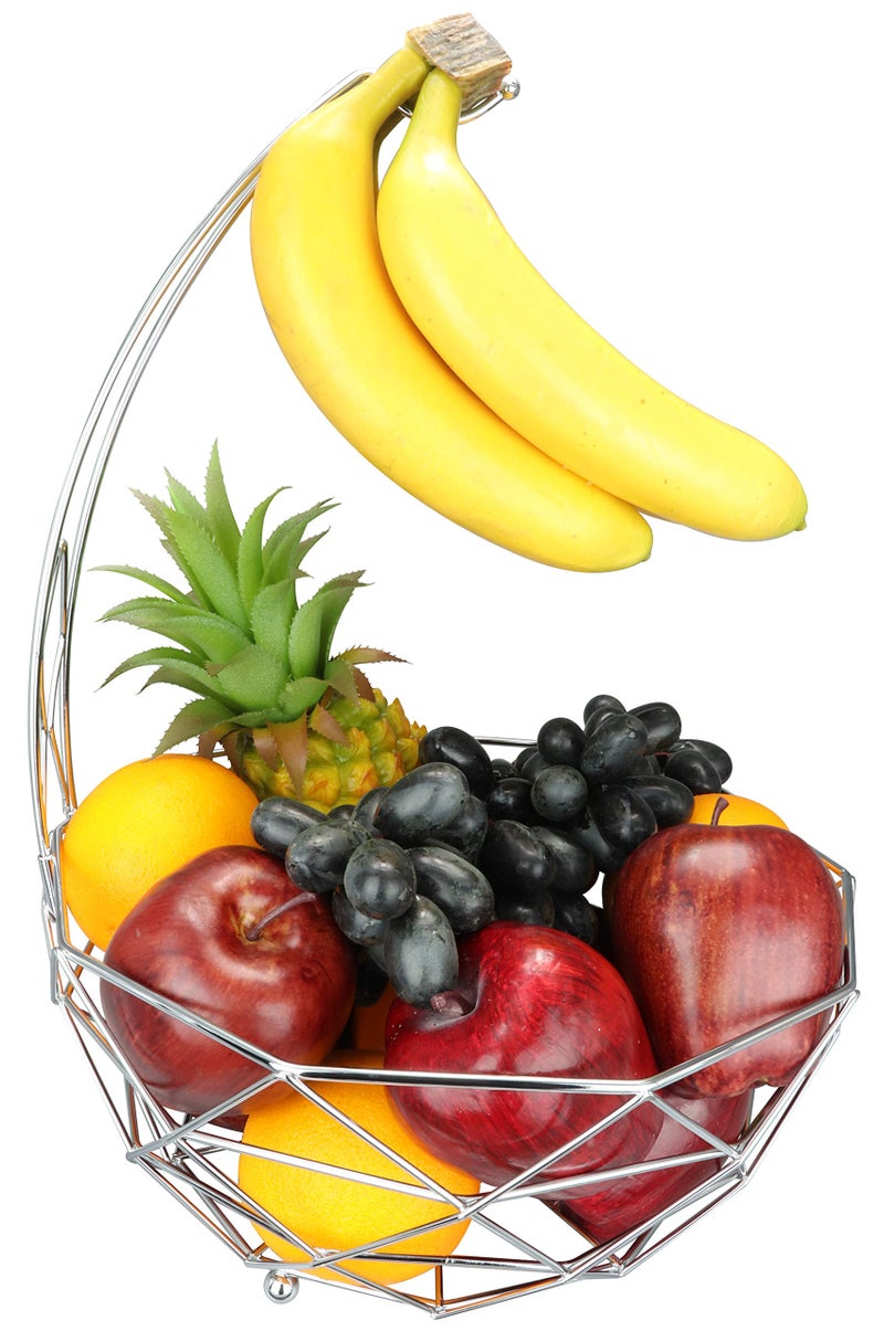 ROSYLINE Fruit basket banana hanger, removable banana hanger, home decoration (chrome) - Image 1