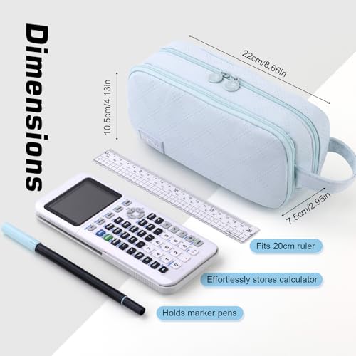 EASTHILL Large Capacity Pencil Case Cute Pencil Pouch with Handle Stationery Pen Bag for Teen Girls-Blue - Image 3