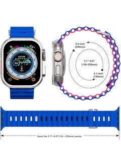 Color Fans Soft Silicone Ocean Sports Strap Compatible Apple Watch 41mm 40mm 38mm for Men Women, Adjustible Watch Band for Apple Watch SE/Series 9/8/7/6/5/4/3/2/1 - Royal Blue/Hot Pink  - Image 5