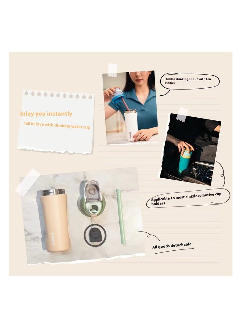 Owala - Owala 32oz BPA Free Insulated Stainless Steel Water Bottle with Free Sip Straw for Sports and Travel, Shy Marshmallow - Image 1