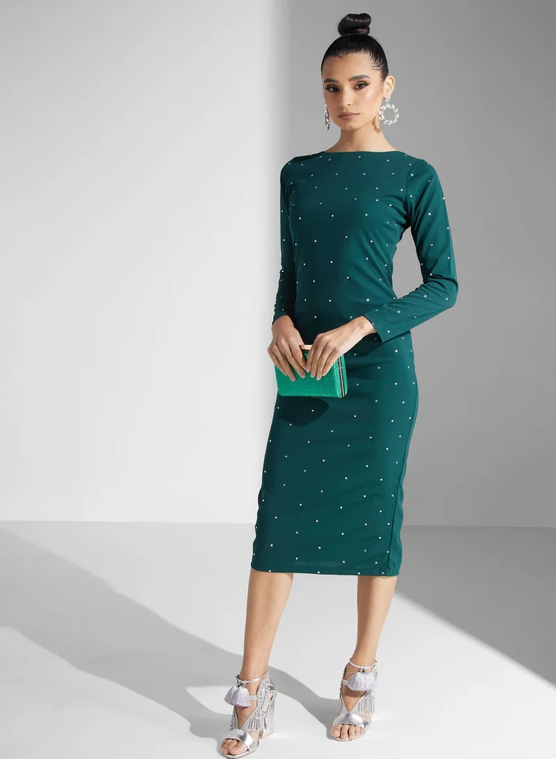 Golden Apple Embellished Sheath Dress