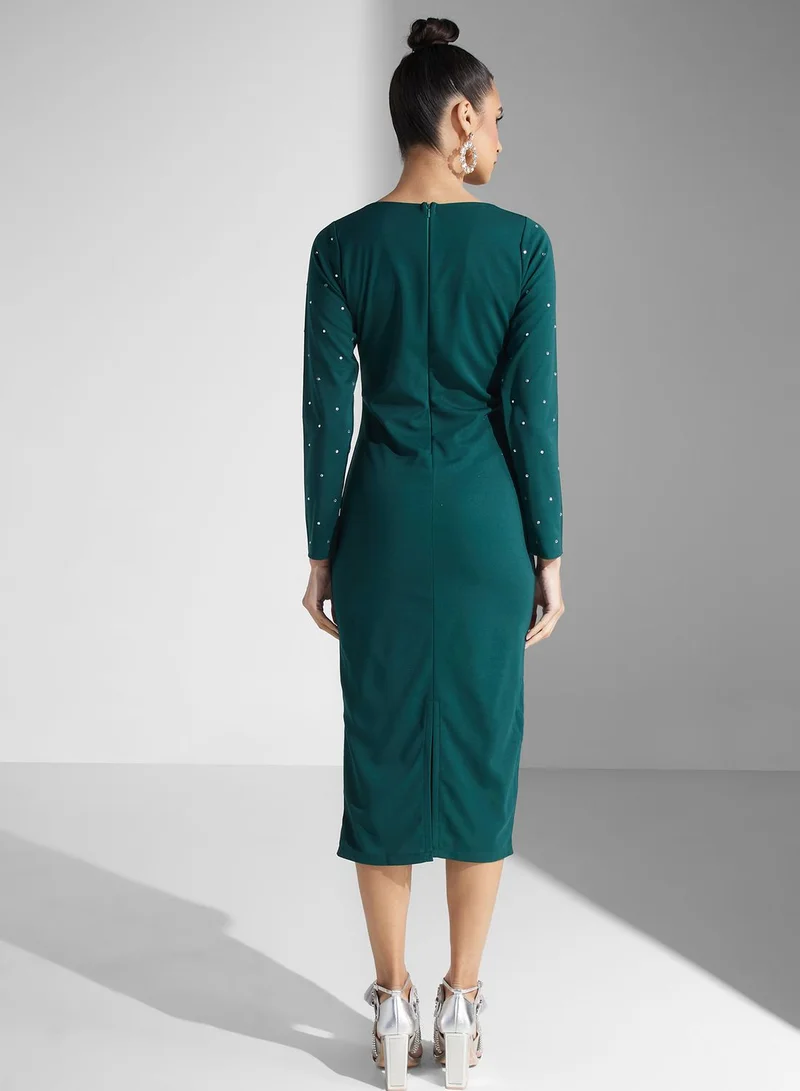 Golden Apple Embellished Sheath Dress