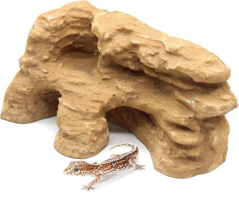 relaqcc Reptile Hide Shale Scape Step Ledge Backdrop, Reptile Corner Rock Basking Platform Cave Hideout Tank Accessories Decorations, Great for Reptiles, Amphibians, Leopard Gecko, Snake, Frogs, Turtle - Image 1