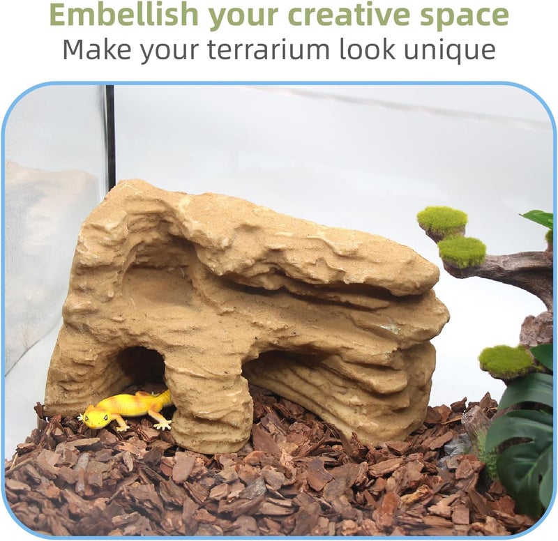 relaqcc Reptile Hide Shale Scape Step Ledge Backdrop, Reptile Corner Rock Basking Platform Cave Hideout Tank Accessories Decorations, Great for Reptiles, Amphibians, Leopard Gecko, Snake, Frogs, Turtle - Image 5