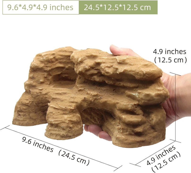 relaqcc Reptile Hide Shale Scape Step Ledge Backdrop, Reptile Corner Rock Basking Platform Cave Hideout Tank Accessories Decorations, Great for Reptiles, Amphibians, Leopard Gecko, Snake, Frogs, Turtle - Image 2