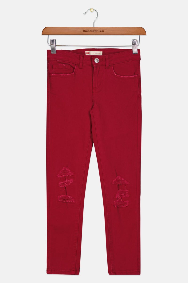 Levi's Kids Girls Super Skinny Jeans, Maroon - Image 1