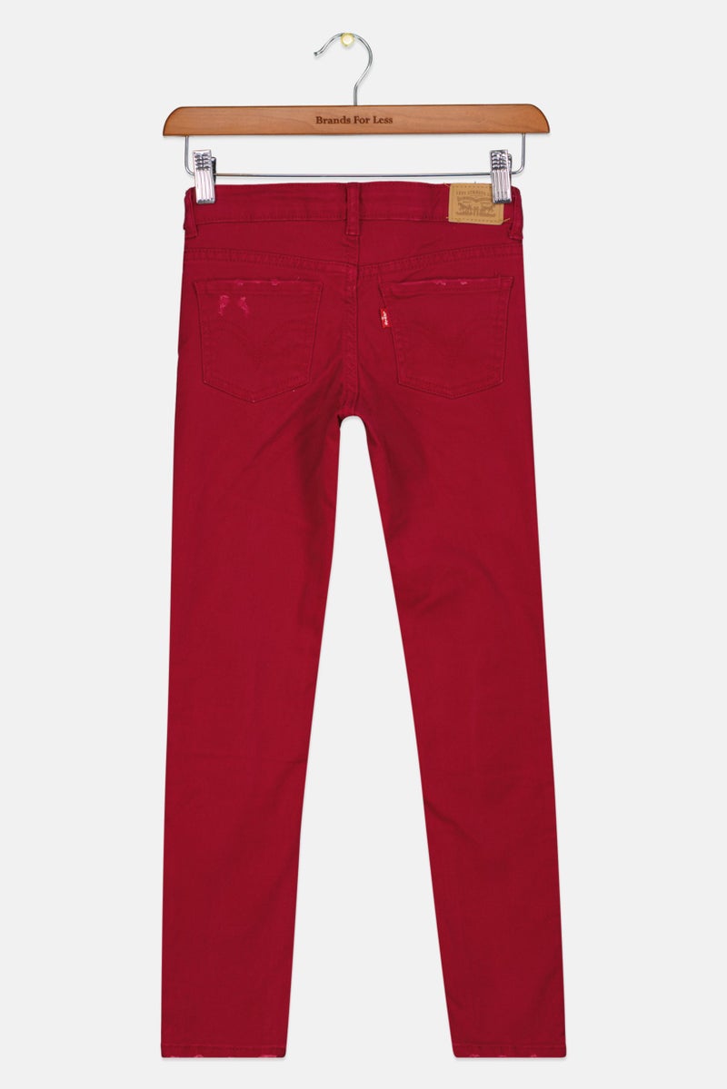 Levi's Kids Girls Super Skinny Jeans, Maroon - Image 2