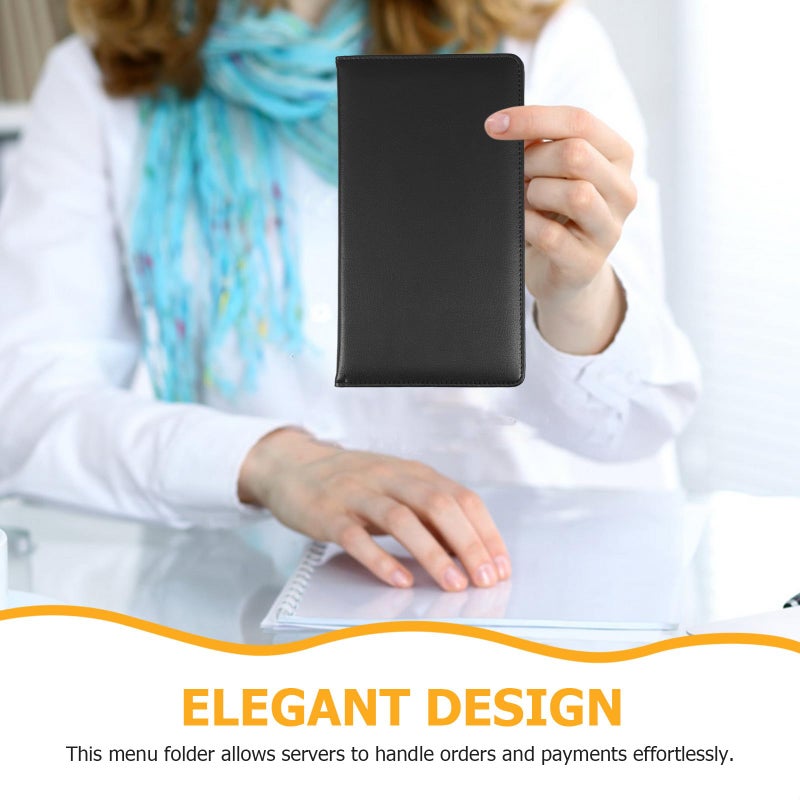 Black PU Leather Menu Binder For Restaurant Bar Hotel Cafe Wine List Holder - Image 4