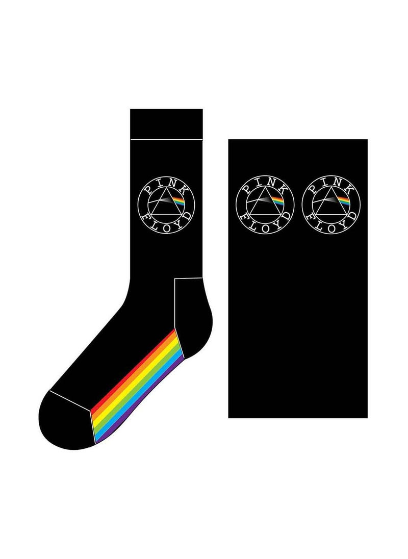 PINK FLOYD Pink Floyd Unisex Ankle Socks featuring the 'Spectrum Sole' design motif. Officially Licensed Merchandise. EU 40-45. Quality Comfortable Fabric Socks available in a black colourway.  - Image 4