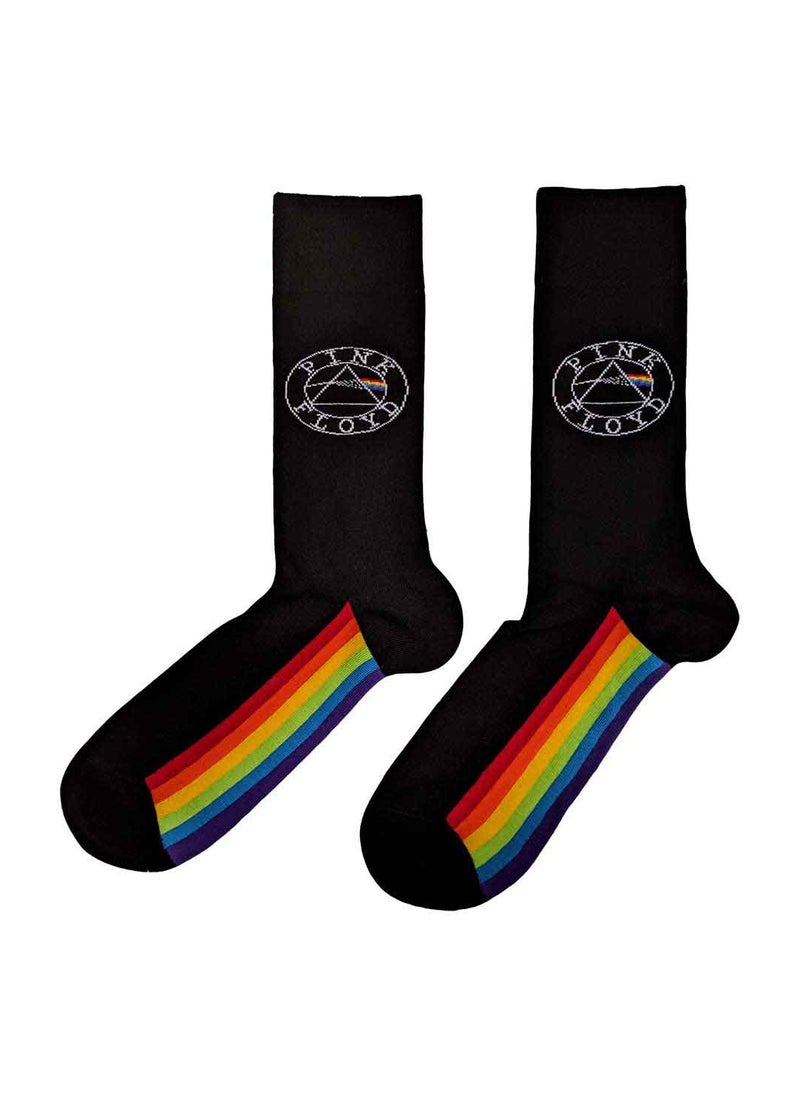 PINK FLOYD Pink Floyd Unisex Ankle Socks featuring the 'Spectrum Sole' design motif. Officially Licensed Merchandise. EU 40-45. Quality Comfortable Fabric Socks available in a black colourway.  - Image 2