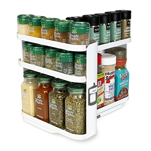 Cabinet Caddy SNAP! Cabinet Caddy SNAP Spice Rack Organizer for Cabinet  Slide  Rotate Seasoning Organizer  3 SnapIn Adjustable Shelves for 5 Tier of Storage  Magnetic Modular Design  89H x 61W x 108D 