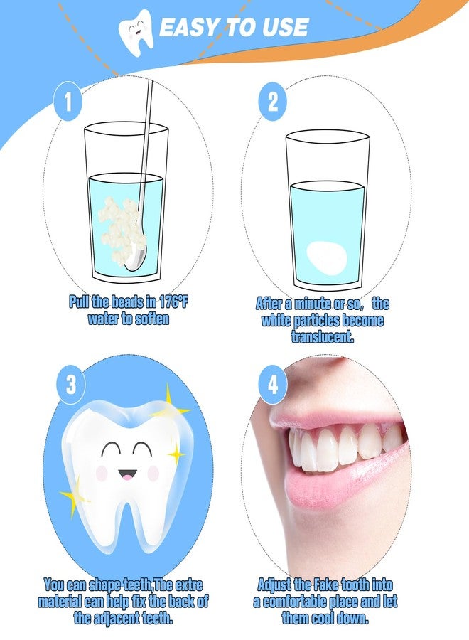 Treela 200 Pcs Fake Teeth for Missing Teeth Replacement Repair Kit Tooth Veneer Crown Replacement it Yourself Front Dental Veneer with Thermal Beads for Holiday Cosplay - Image 4
