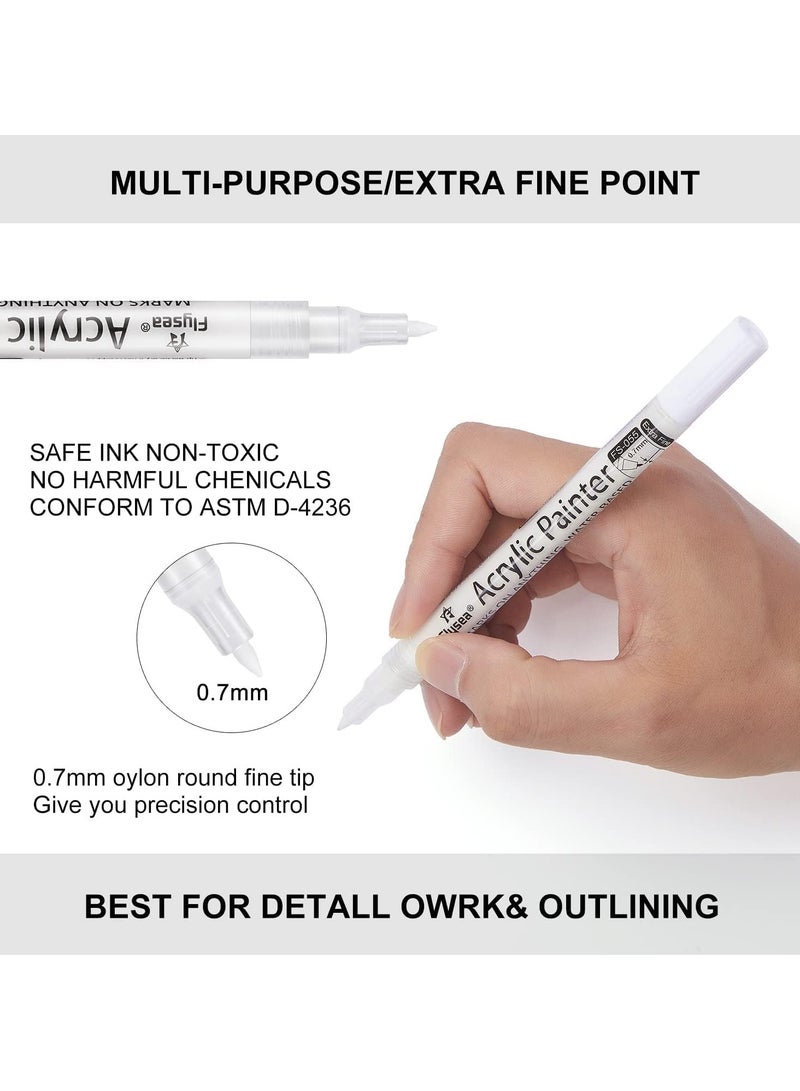 Generic Paint Pens White Marker 6 Pack, 0.7mm Acrylic White Permanent Marker, White Paint Pens for Rock Painting Stone Ceramic Glass Wood Plastic Glass Metal Canvas Water-based Extra Fine Point  - Image 5
